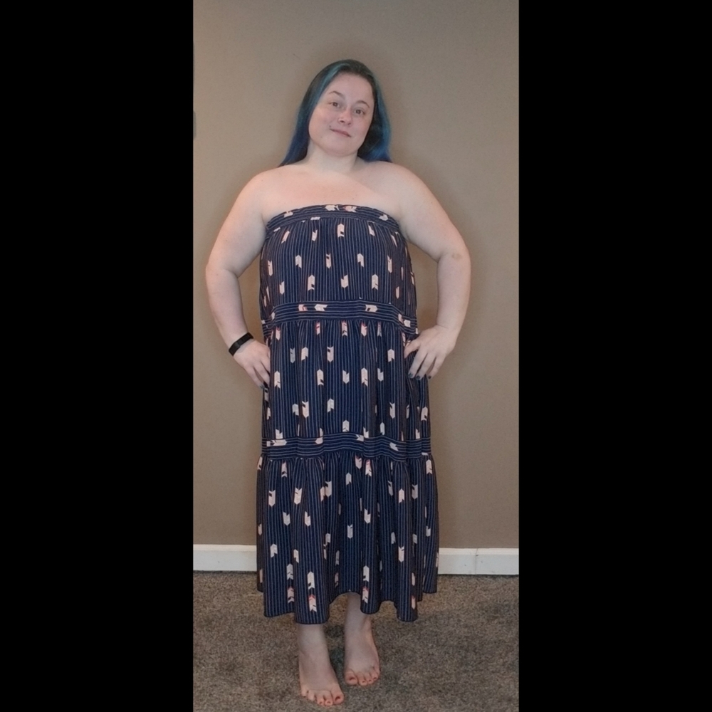 5⭐ Navy Bohemian gypsy multi tiered ruffle long lightweigh high waist maxi skirt - Picture 7 of 9